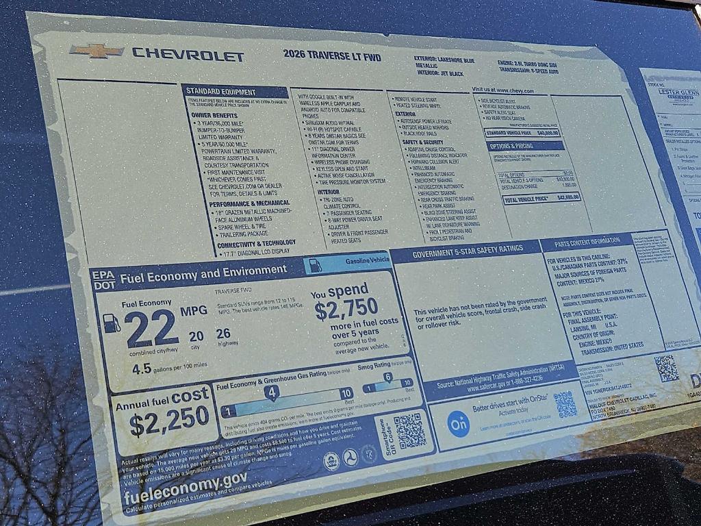 new 2026 Chevrolet Traverse car, priced at $41,558