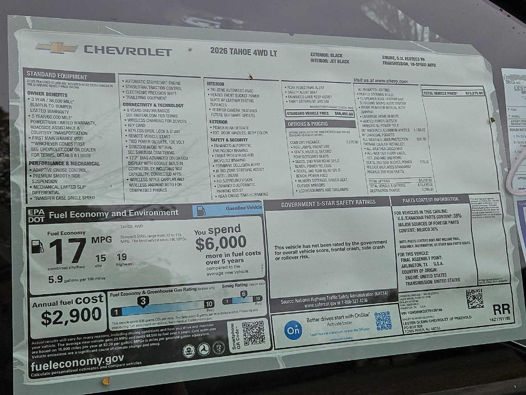 new 2026 Chevrolet Tahoe car, priced at $71,338