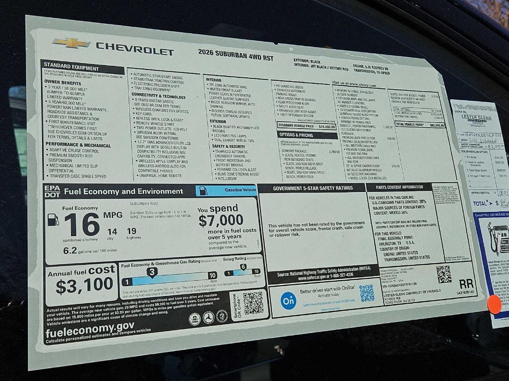 new 2026 Chevrolet Suburban car, priced at $82,245