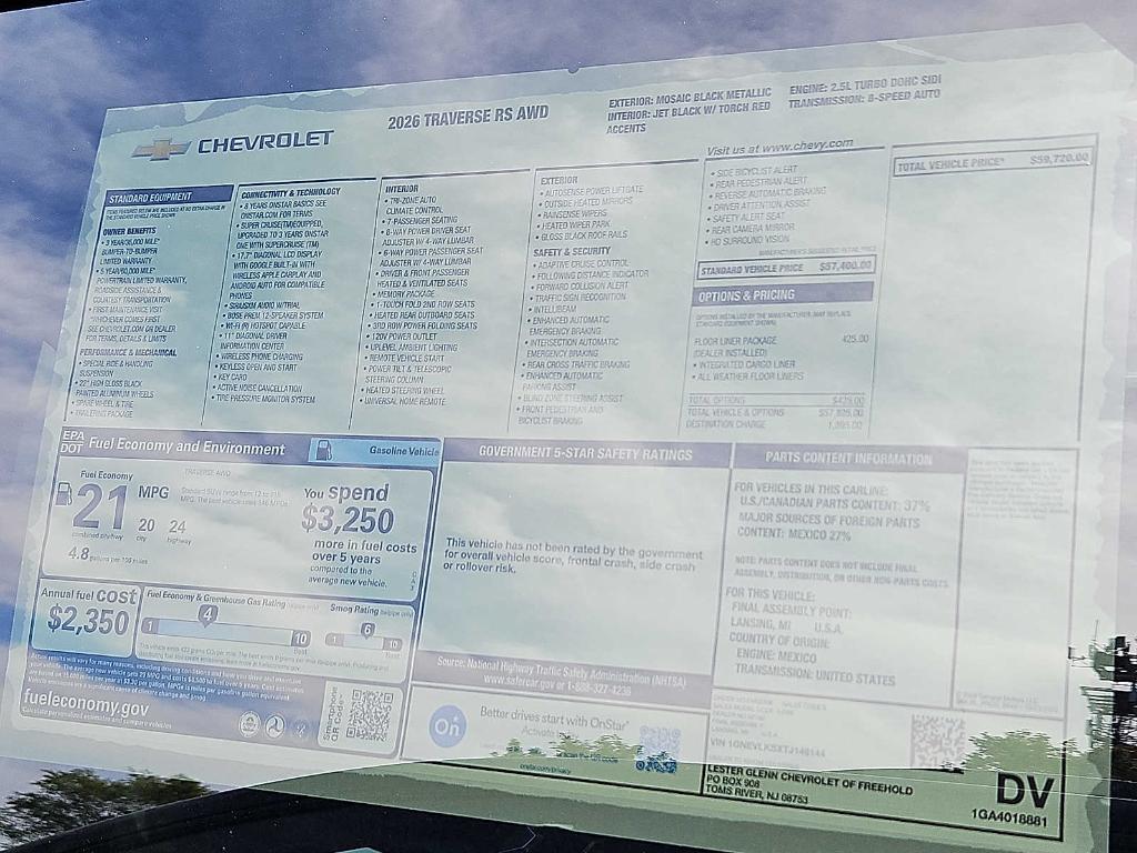 new 2026 Chevrolet Traverse car, priced at $58,783