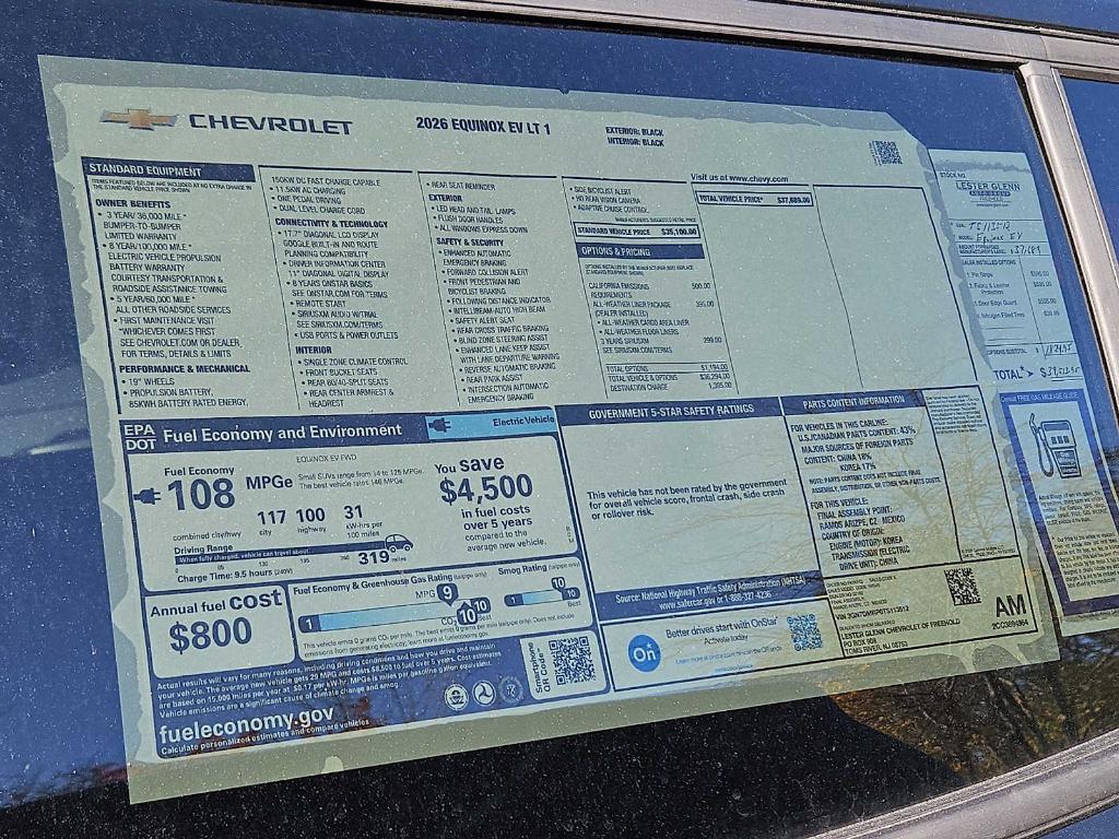 new 2026 Chevrolet Equinox EV car, priced at $37,689