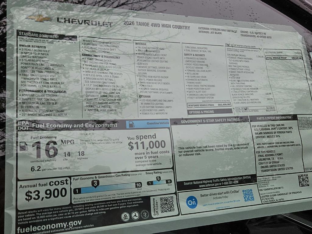 new 2026 Chevrolet Tahoe car, priced at $86,608