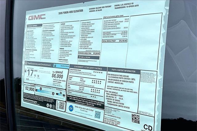 new 2026 GMC Yukon car, priced at $74,160