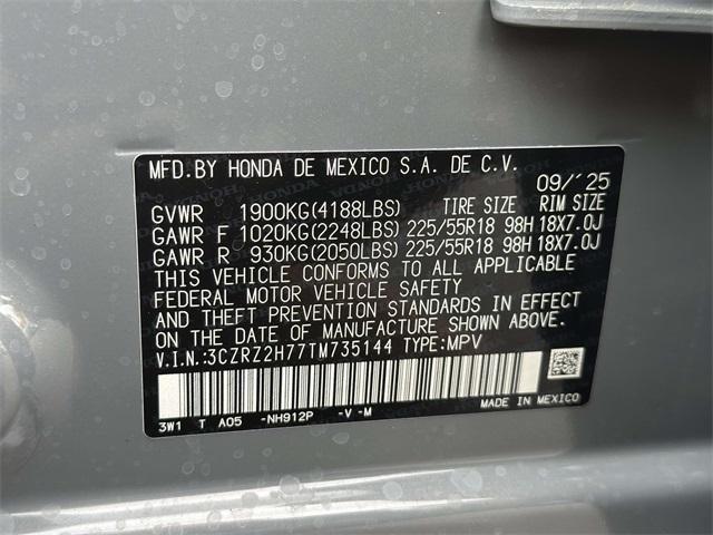 new 2026 Honda HR-V car, priced at $33,455