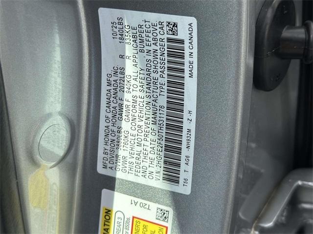 new 2026 Honda Civic car, priced at $27,790