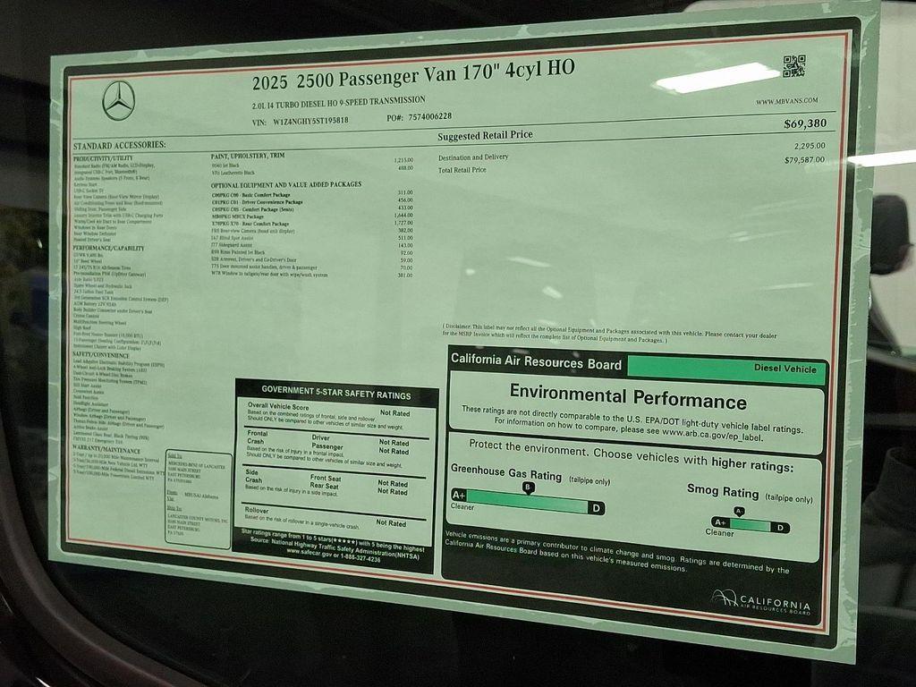 new 2025 Mercedes-Benz Sprinter 2500 car, priced at $79,587