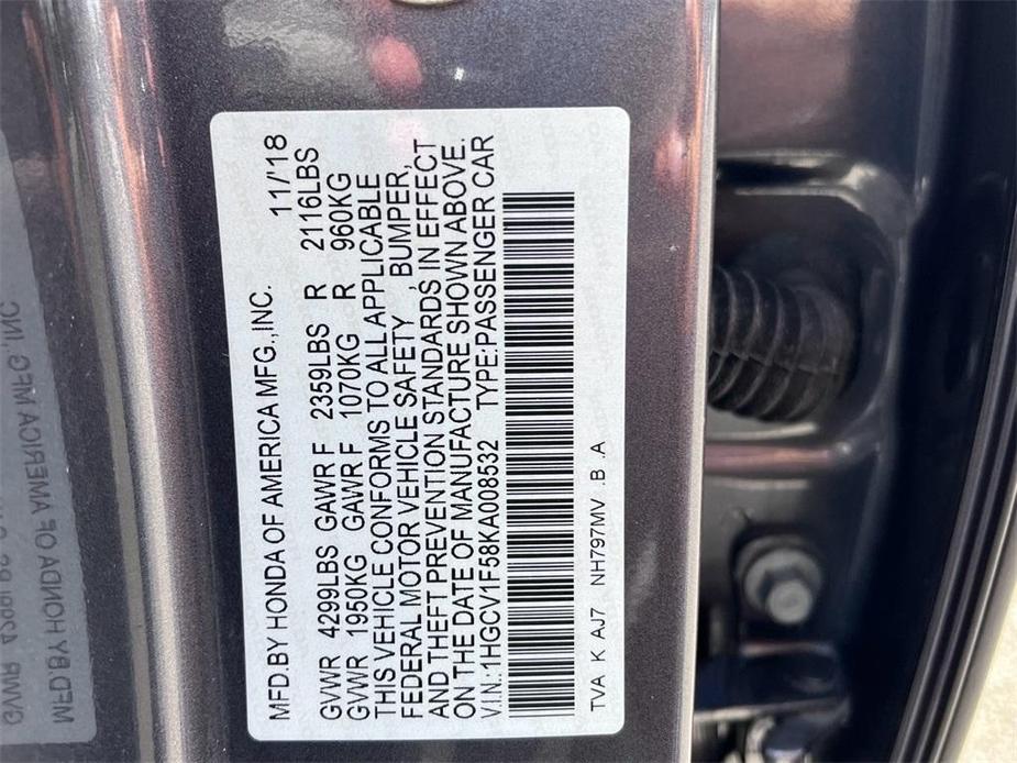 used 2019 Honda Accord car, priced at $21,075