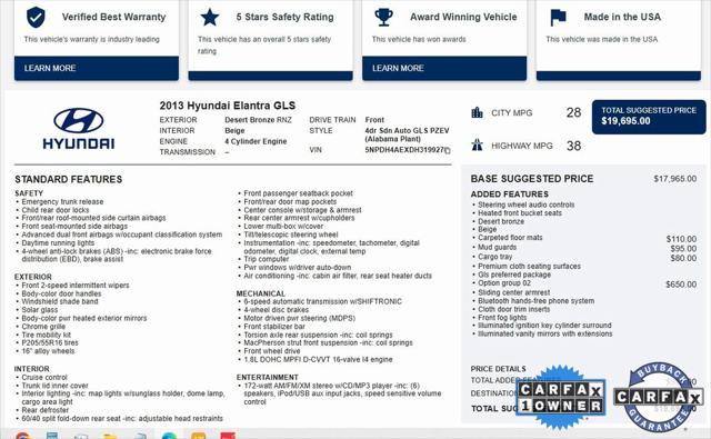 used 2013 Hyundai Elantra car, priced at $8,257