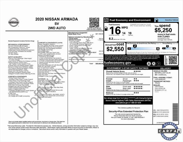 used 2020 Nissan Armada car, priced at $21,595