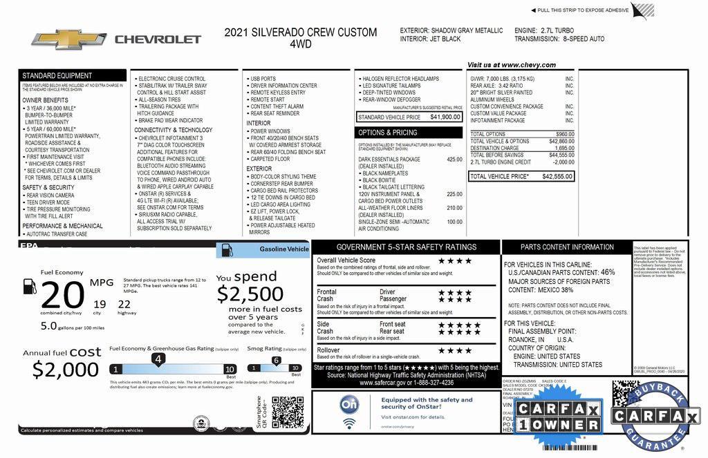 used 2021 Chevrolet Silverado 1500 car, priced at $22,750