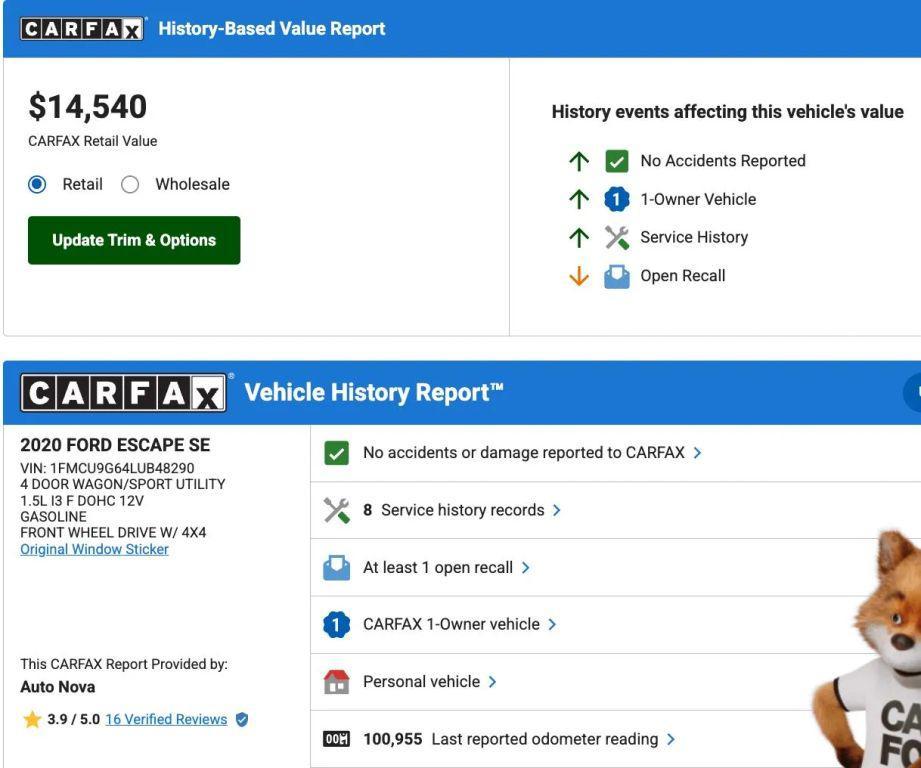 used 2020 Ford Escape car, priced at $14,200