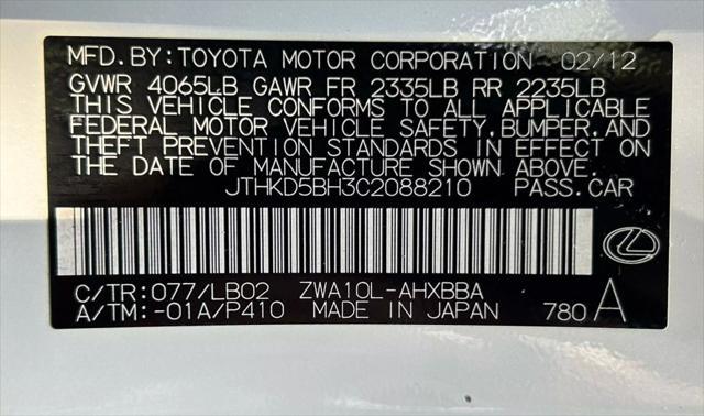 used 2012 Lexus CT 200h car, priced at $11,988