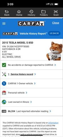 used 2015 Tesla Model S car, priced at $18,985