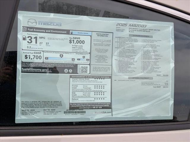 new 2025 Mazda Mazda3 car, priced at $25,561