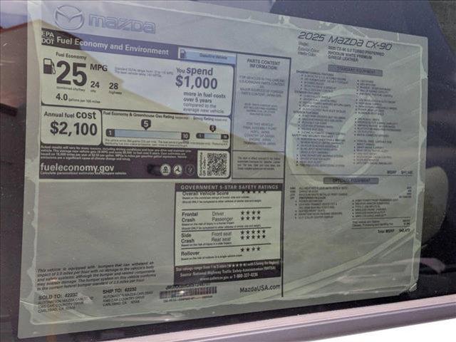 new 2025 Mazda CX-90 car, priced at $41,315