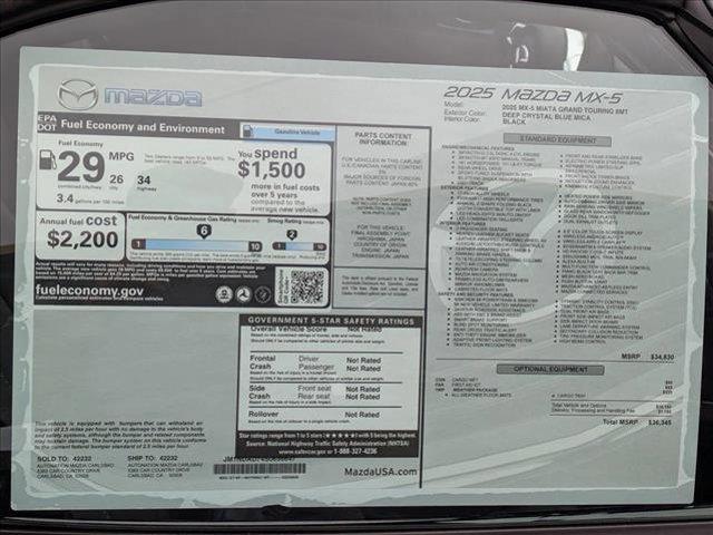 new 2025 Mazda MX-5 Miata car, priced at $35,408