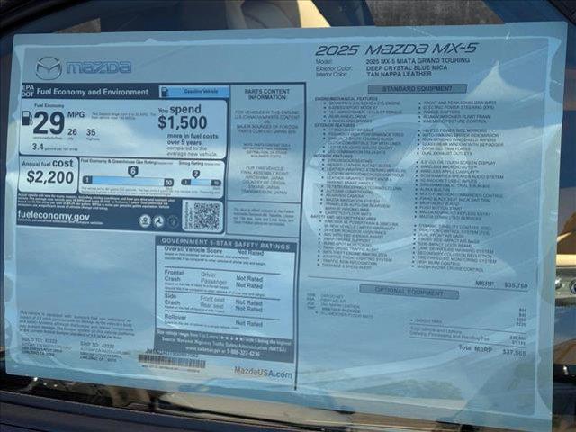 new 2025 Mazda MX-5 Miata car, priced at $37,565