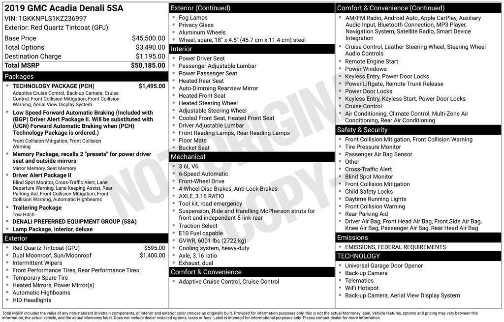 used 2019 GMC Acadia car, priced at $23,995