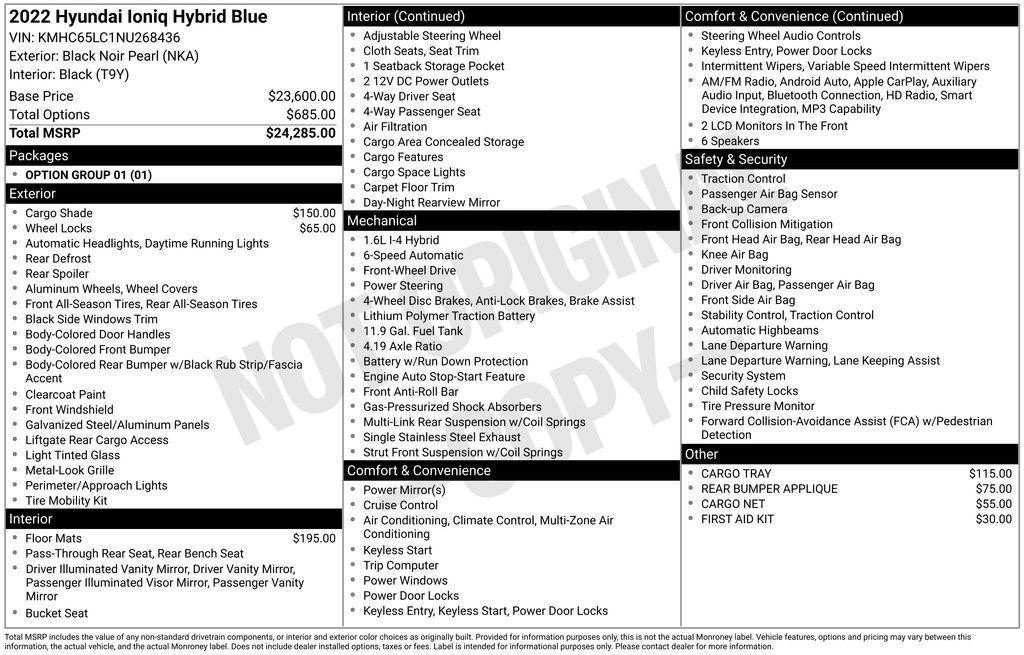 used 2022 Hyundai Ioniq Hybrid car, priced at $17,499