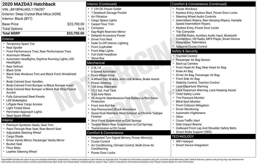 used 2020 Mazda Mazda3 car, priced at $18,999