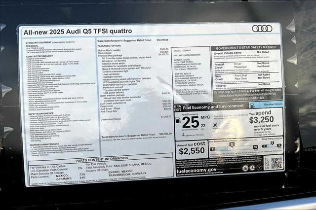 new 2025 Audi Q5 car, priced at $60,590