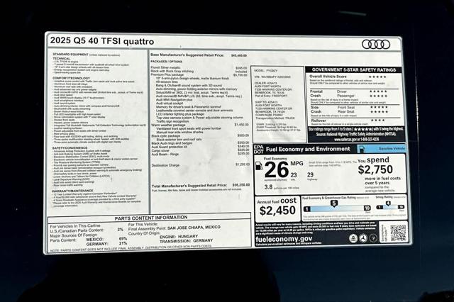 new 2025 Audi Q5 car, priced at $54,844