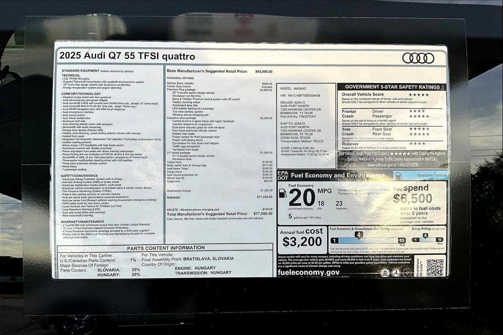 new 2025 Audi Q7 car, priced at $67,830