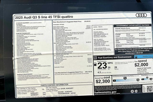 new 2025 Audi Q3 car, priced at $48,130