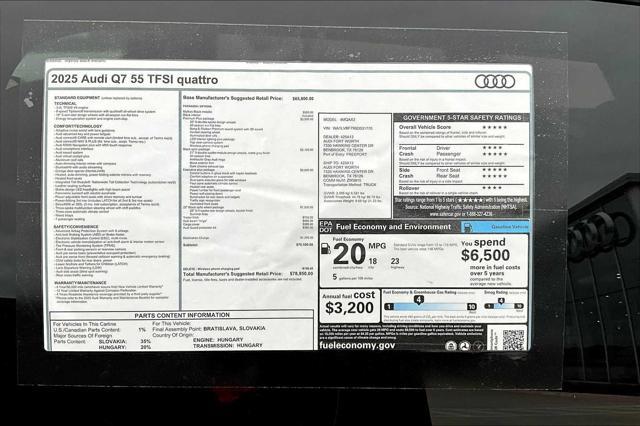 new 2025 Audi Q7 car, priced at $78,950