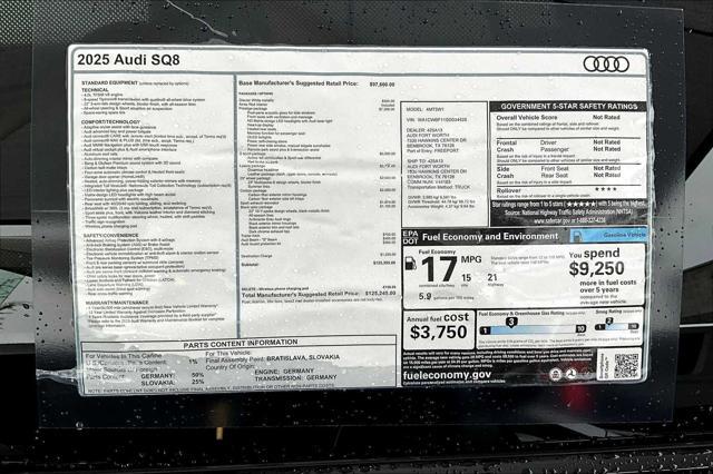 new 2025 Audi SQ8 car, priced at $125,245