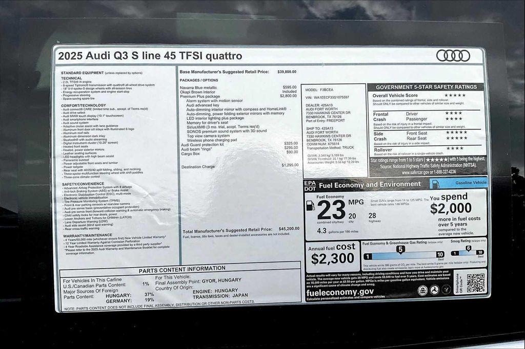 new 2025 Audi Q3 car, priced at $43,844