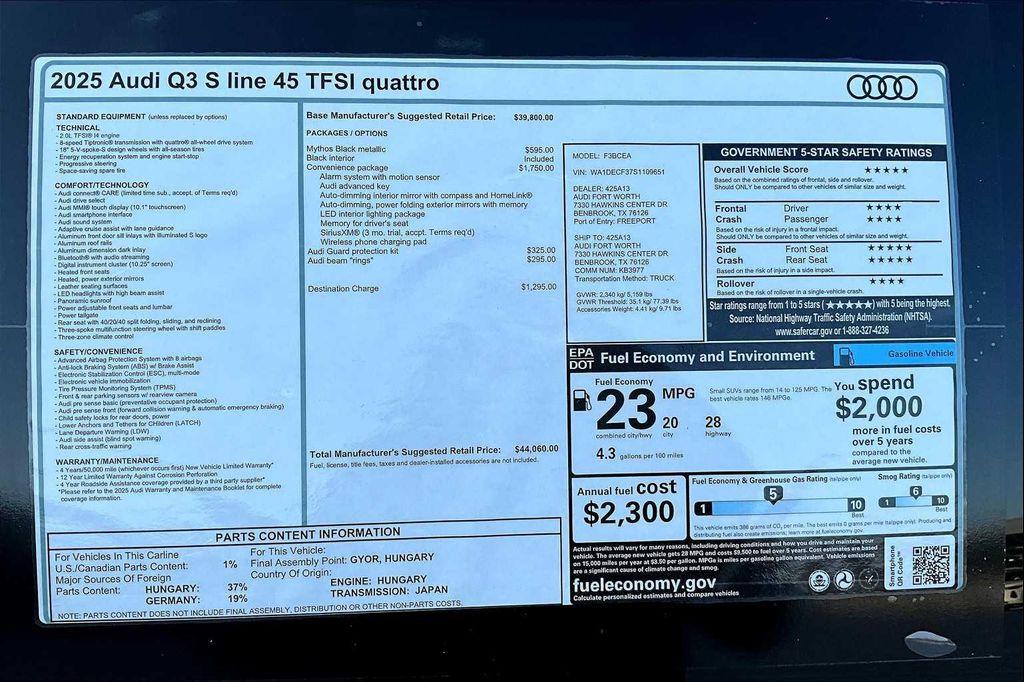 new 2025 Audi Q3 car, priced at $44,060