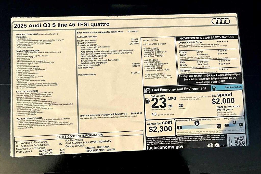 new 2025 Audi Q3 car, priced at $42,738