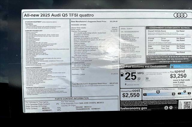 new 2025 Audi Q5 car, priced at $60,975