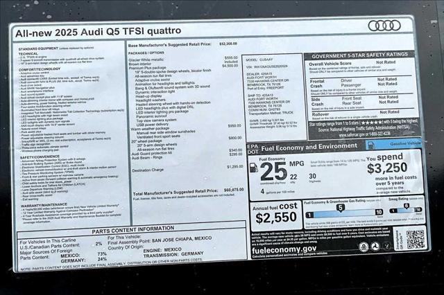 new 2025 Audi Q5 car, priced at $60,975