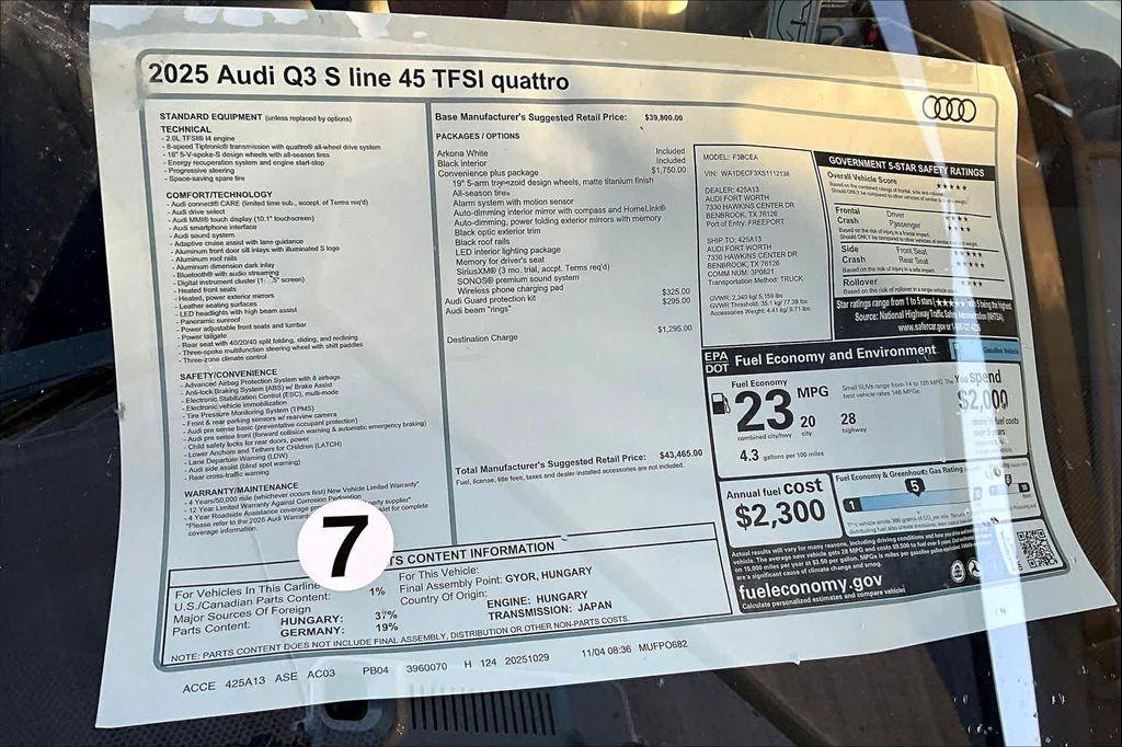 new 2025 Audi Q3 car, priced at $43,465