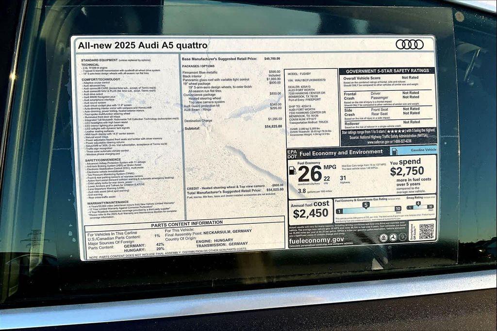 new 2025 Audi A5 car, priced at $53,329