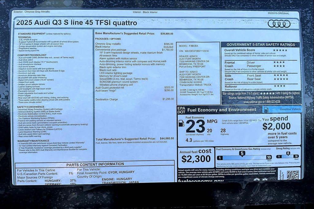 new 2025 Audi Q3 car, priced at $44,060