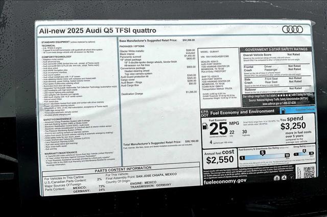 new 2025 Audi Q5 car, priced at $58,190