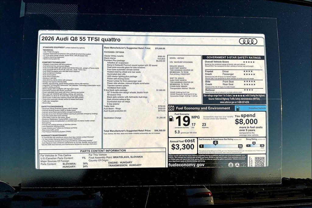 new 2026 Audi Q8 car, priced at $86,300