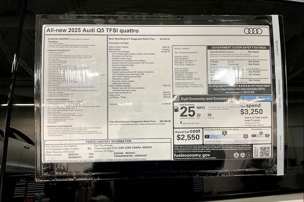 new 2025 Audi Q5 car, priced at $60,500