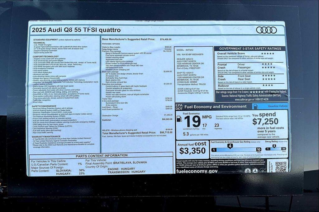 new 2025 Audi Q8 car, priced at $83,680