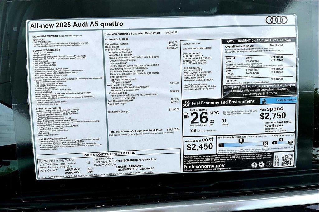 new 2025 Audi A5 car, priced at $50,666