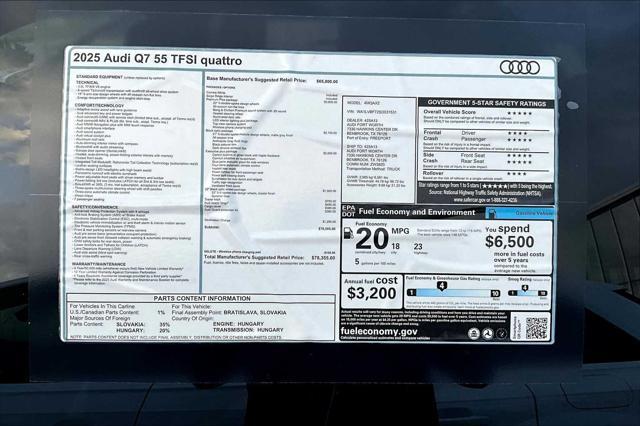 new 2025 Audi Q7 car, priced at $74,967