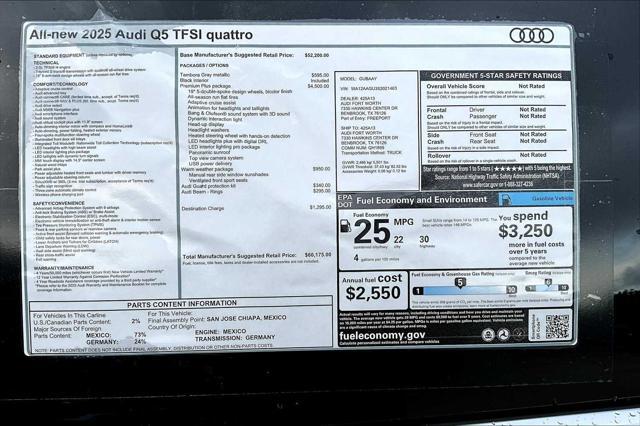 new 2025 Audi Q5 car, priced at $60,175