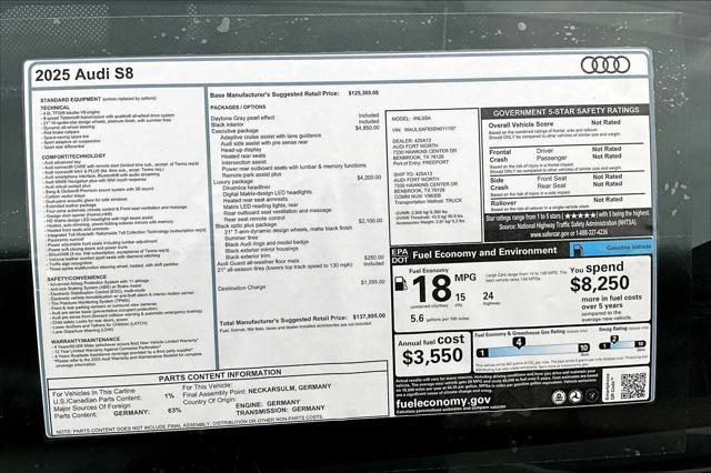 new 2025 Audi S8 car, priced at $137,995