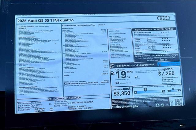new 2025 Audi Q8 car, priced at $86,120