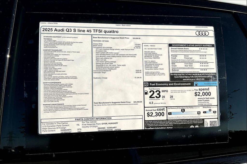 new 2025 Audi Q3 car, priced at $43,465