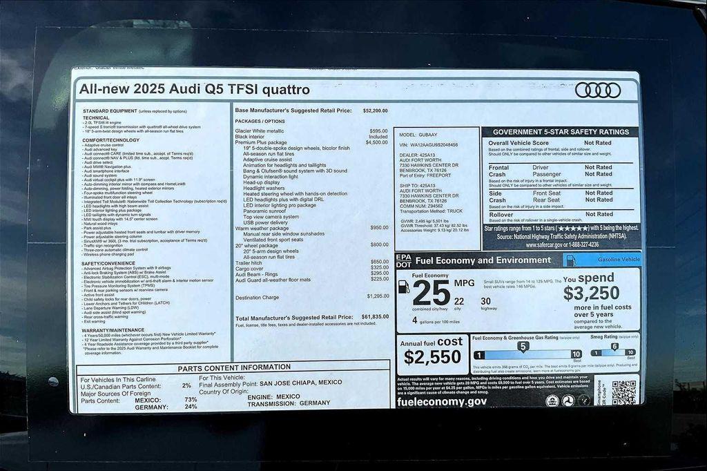 new 2025 Audi Q5 car, priced at $58,743