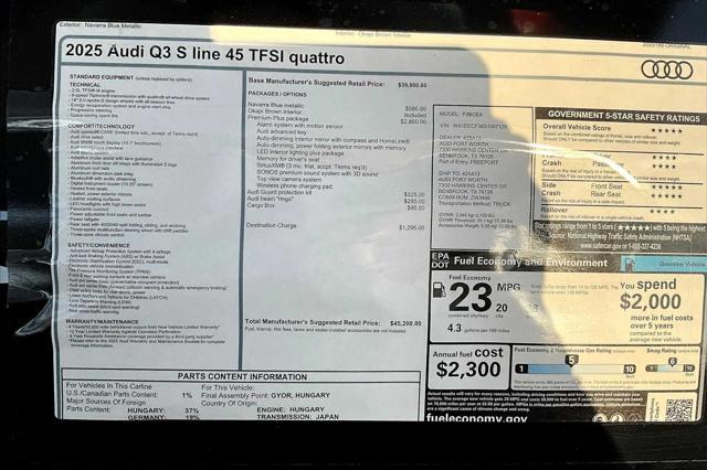 new 2025 Audi Q3 car, priced at $43,527